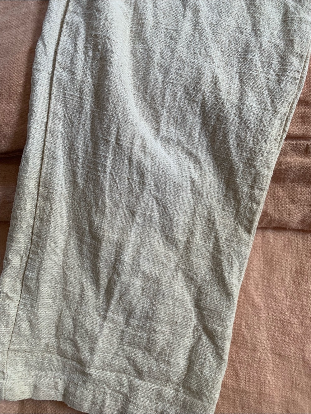 Emme Mama Transitional Maternity Pants Cream 100% Linen, large tall - Picture 2 of 10